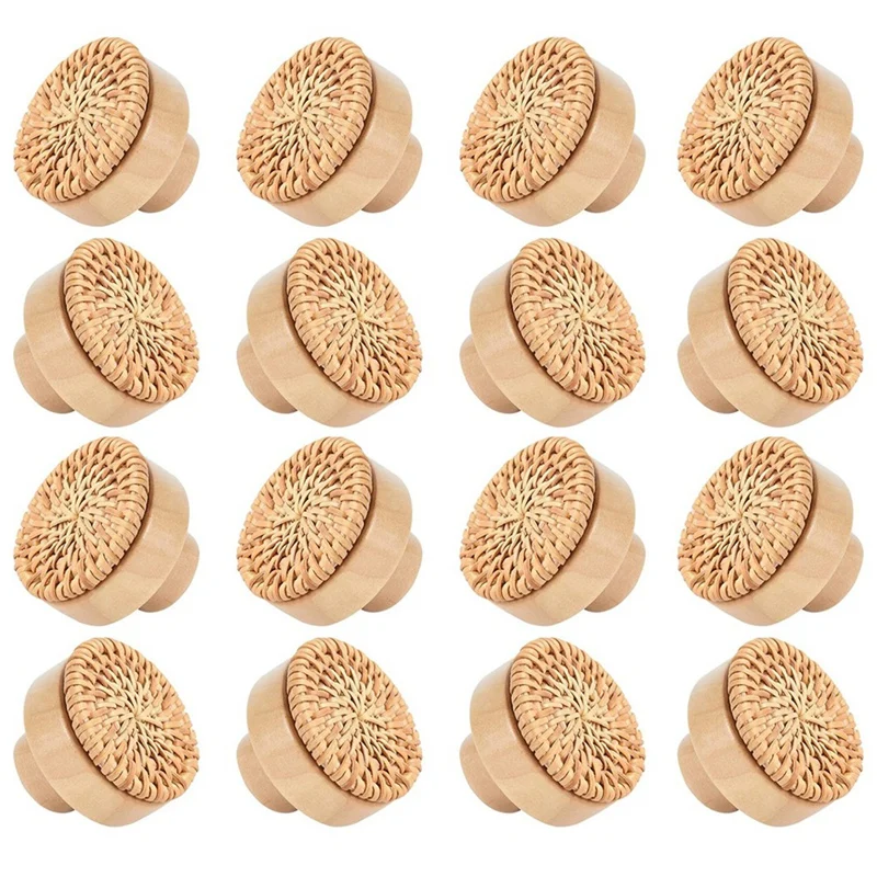 

16Pack Boho Rattan Dresser Knobs,Round Cabinet Knobs Wood Furniture Drawer Knobs,Handmade Wicker Woven Pulls Easy To Use