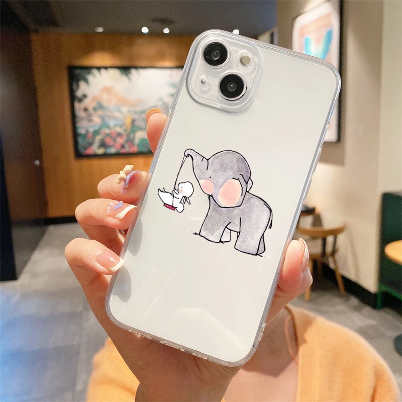 Silicone Clear Cover Cartoon Luxury Couple Style Phone Case