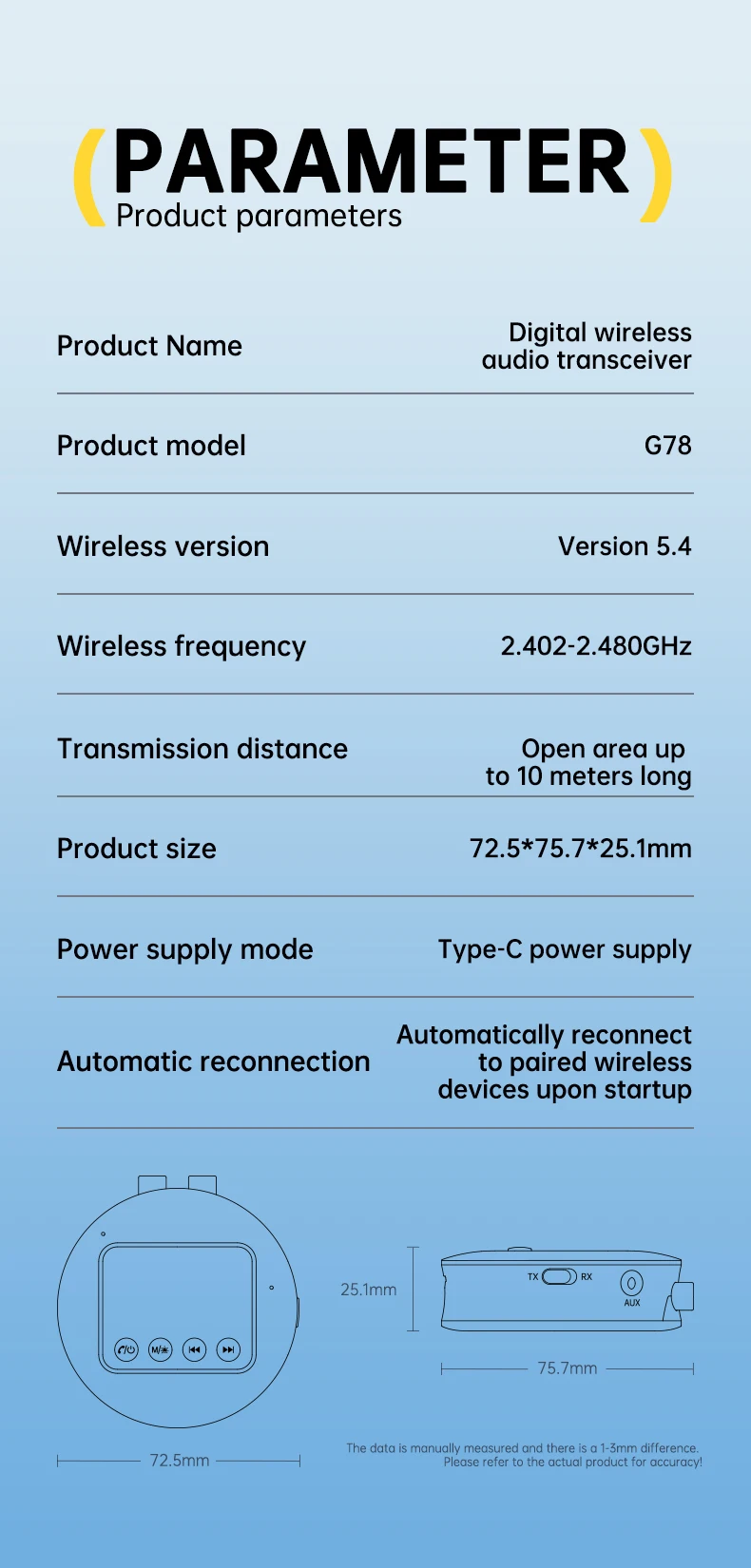 2025 New Bluetooth 5.4 Audio Transmitter Receiver 2-in-1 Wireless Adapter with