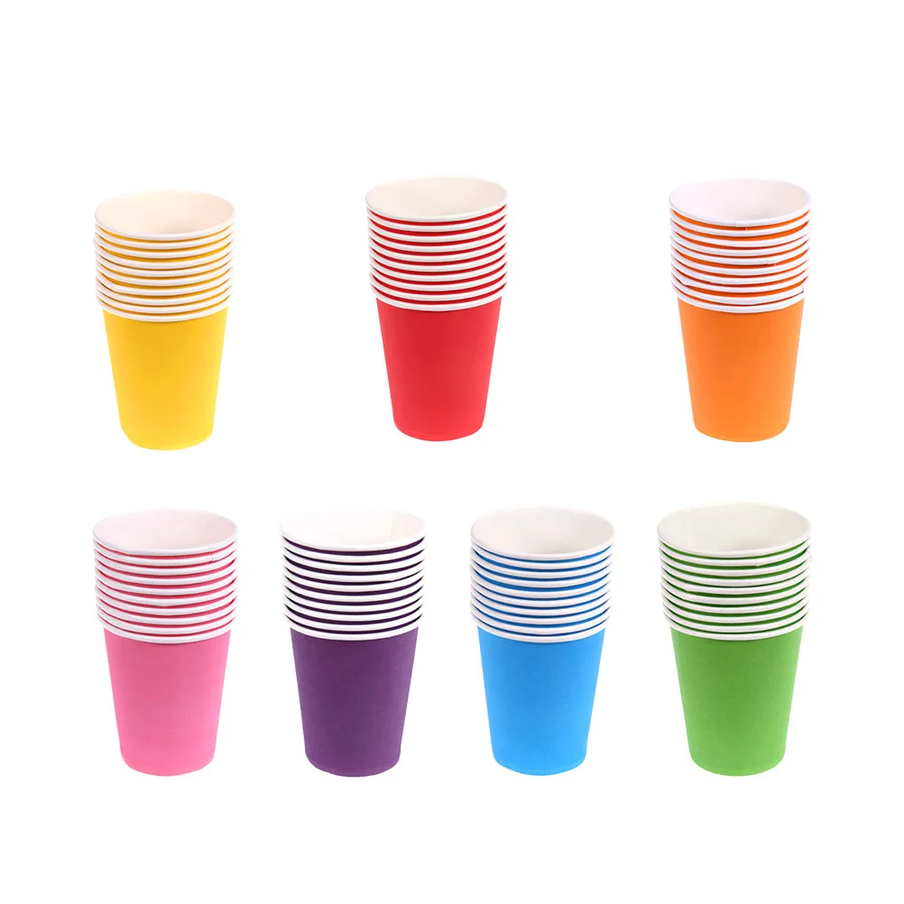 70 Pcs Colored Paper Cups Disposable for Coffee Tableware Papercups Thick Drinking
