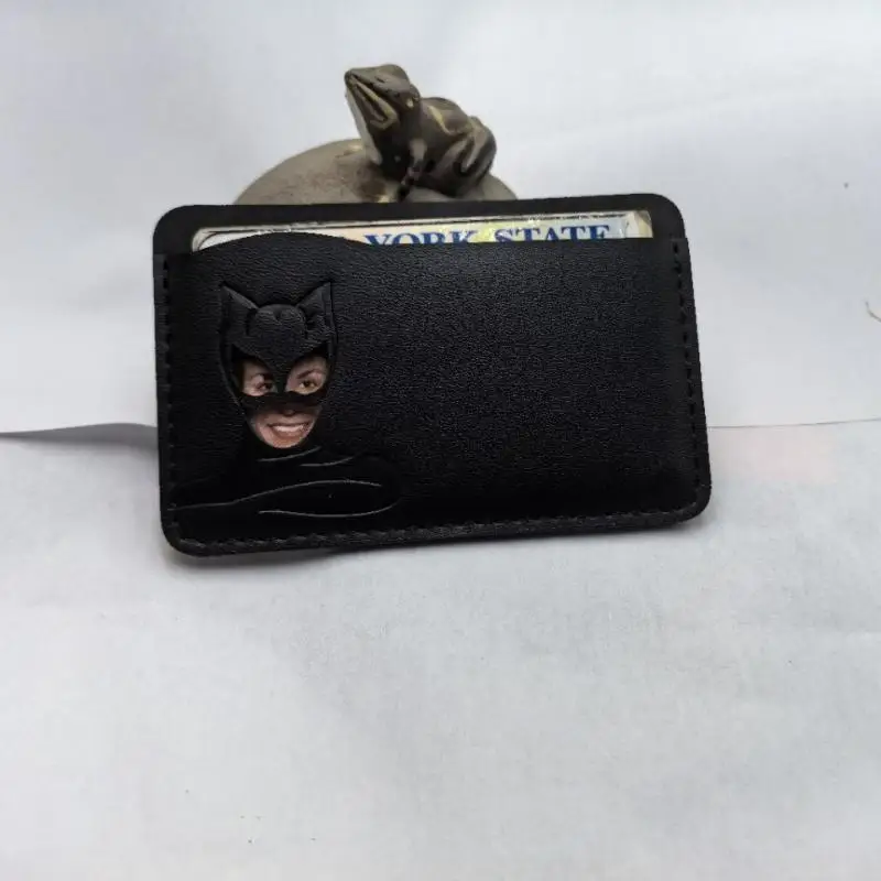 가죽 카드 홀더 재미있는 검은 고양이 마스크 ID 카드 홀더 보관 명함 홀더 선물