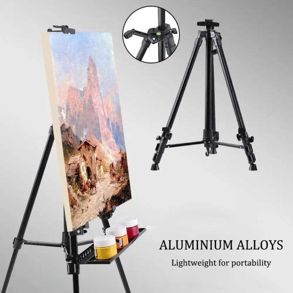 Painting & Sketch Colored Aluminium Easel Telescopic Height Durable Tripod Display Shelf Adjustable Painting Easel Shelf