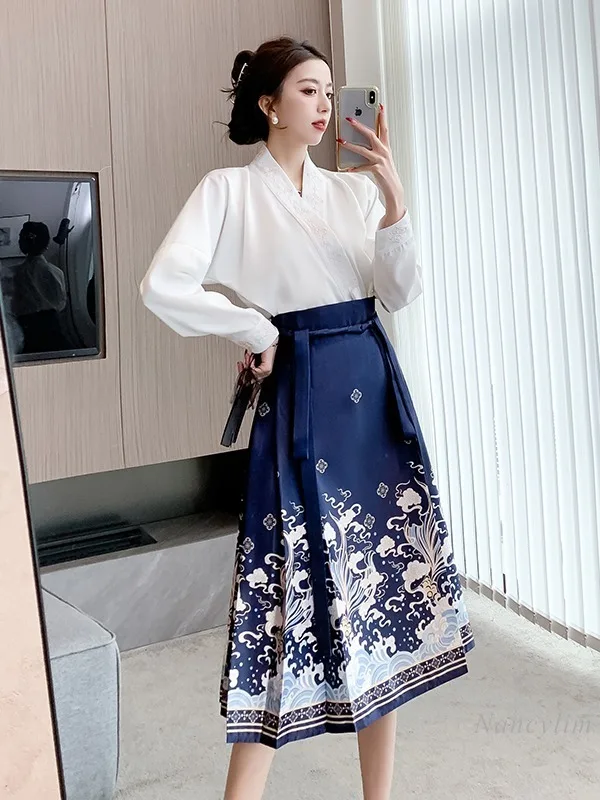 New Chinese Style Improved Horse-Face Skirt for Women 2024