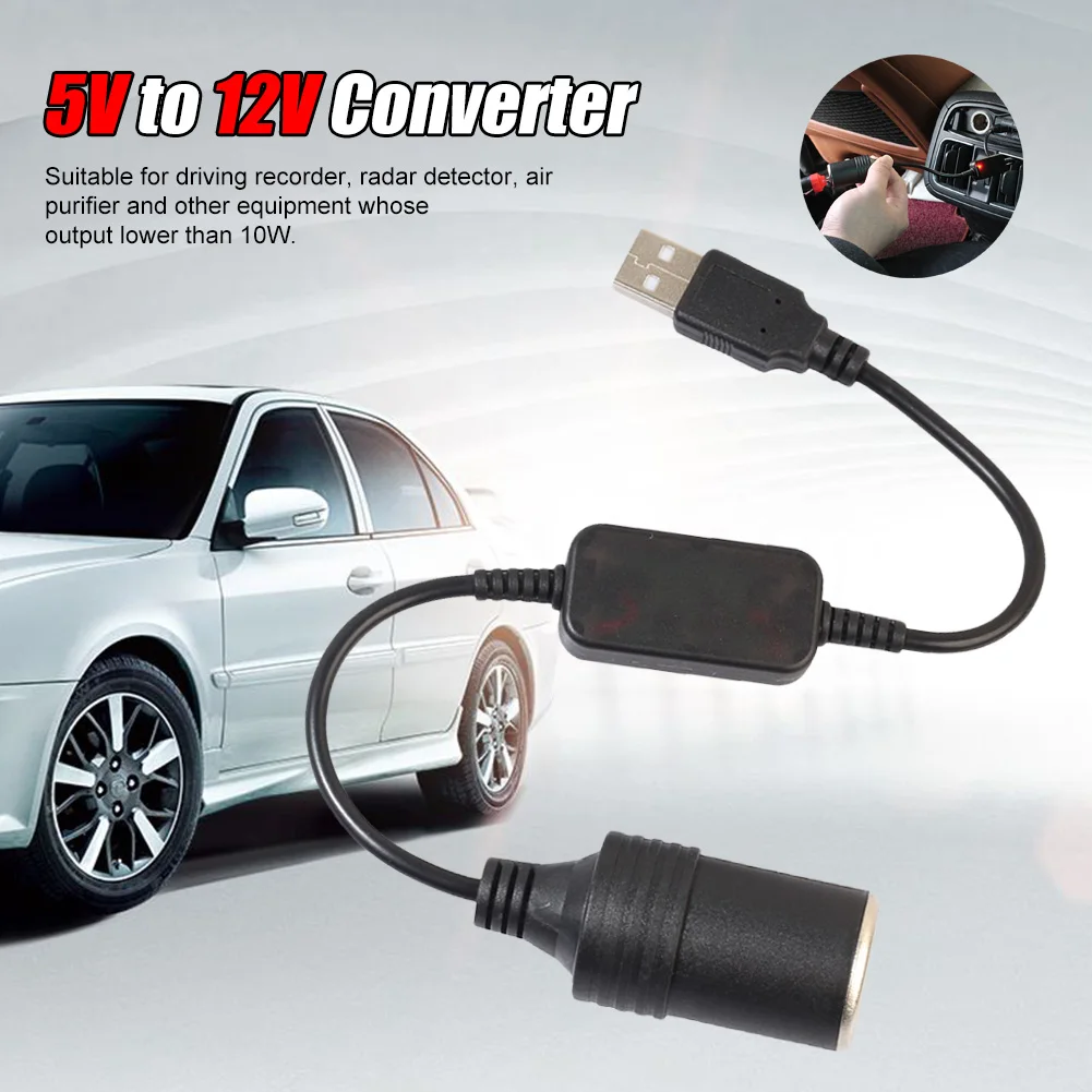 

Car Cigarette Lighter Socket Female Power Cord Car Converter Adapter Wired Controller USB Port 5V To 12V for Dash Cam