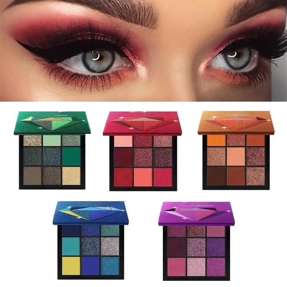 Nine-Color Diamond Eyeshadow Palette Matte And Pearl Earth Tones, Makeup Palette With Various Shades Long-lasting Makeup