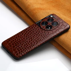 Luxury Genuine Cowhide Leather Shockproof Phone Case with 360° Protection for Oneplus 12 (Brown)