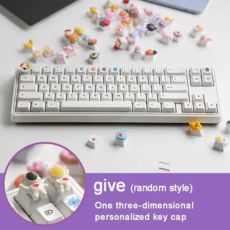 

125Keys Full Set PBT Thermal Sublimation Pac Man Key Cap Simple Cherry Original Keycaps for Mechanical Keyboard Stereo Key Cap