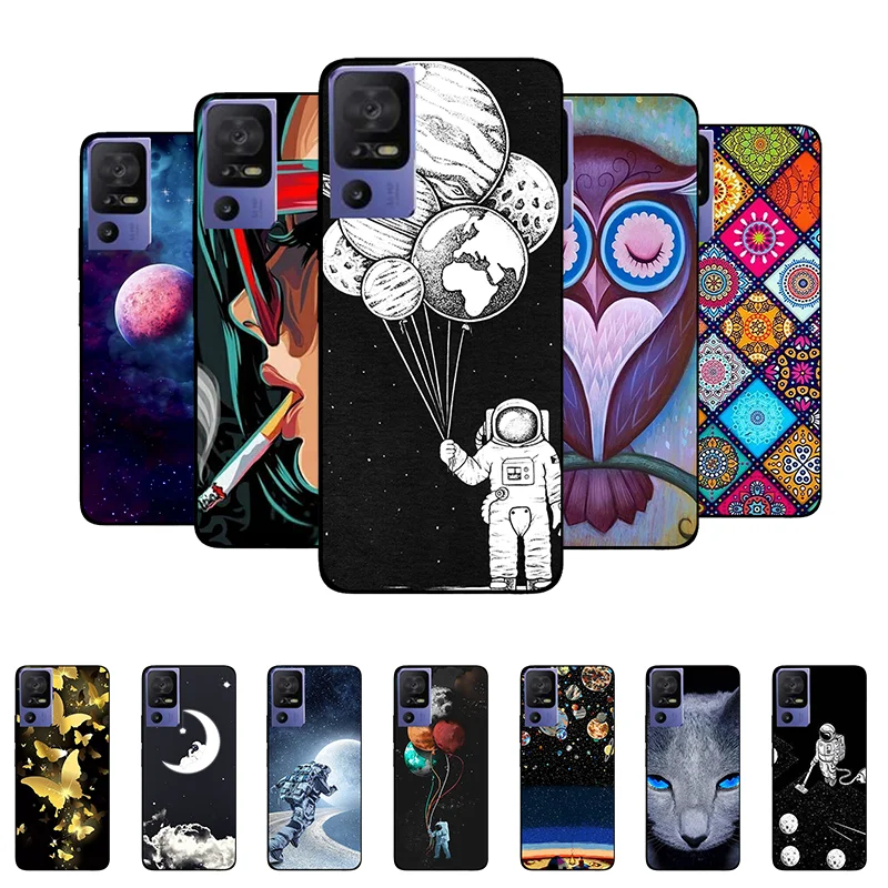 Per Tcl 40 Se Cover Tcl 40 Se T610K Funda Astronaut Custodia Posteriore In Silicone Morbido Per Paraurti Tcl 40Se Tcl40 Se Coque