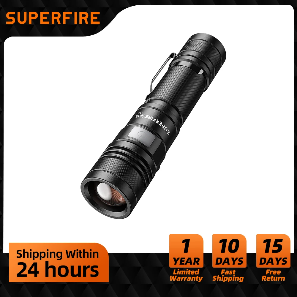 SUPERFIRE Mini Tactical Flashlight A2 USB Rechargeable LED Torch Light