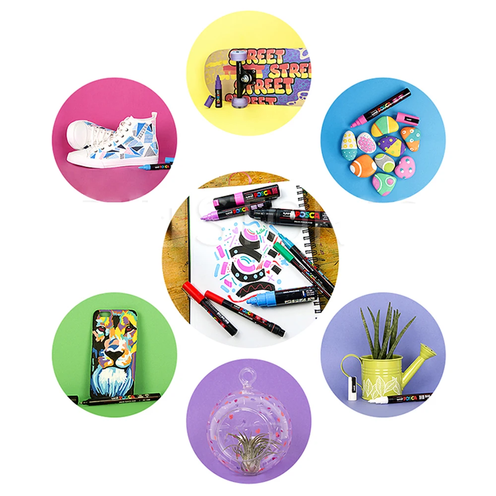 Acrylic Paint Markers 1pcs Japan UNI POSCA PC-3M 0.9mm-1.3mm Water-based Pen POP Advertising Poster Graffiti 24 Color Art Painting