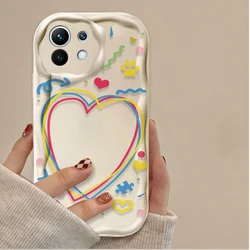 Line Love Heart Design - 3D Clear Phone Case - Mi 11i 5G (White)