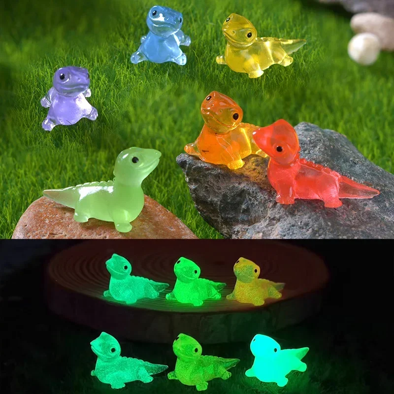 Lizard Figurines 10PCS Mini Glow At Dark Vivarium DIY Accessories Fairy Garden Decoration Kawaii Animals