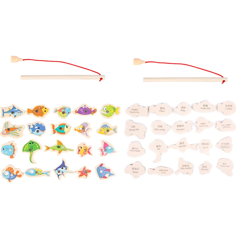 

1 комплект, Детская развивающая Интерактивная деревянная игрушка «рыбка»