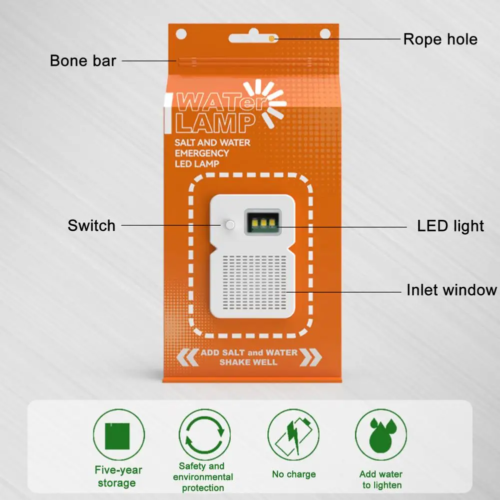 

No Battery Led Lamp Salt Water Lamp Portable Led Camping Lamp High Brightness No Battery Compact Size Emergency Tool for Outdoor