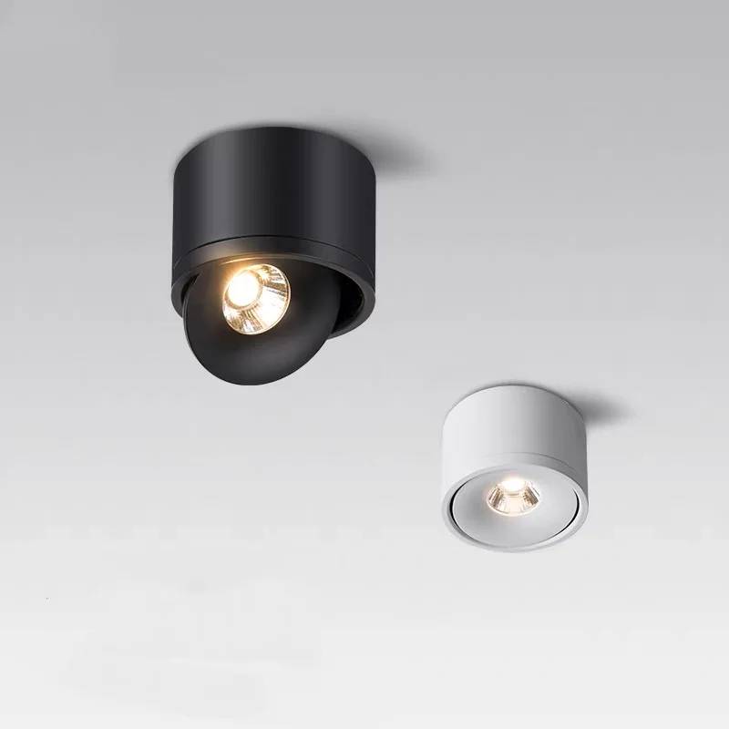 조도 조절식 표면 장착 LED 천장 조명, 회전 가능한 배경 스포트 라이트, COB 다운라이트, 5W 7W 10W 12W 15W 18W AC110V 220V