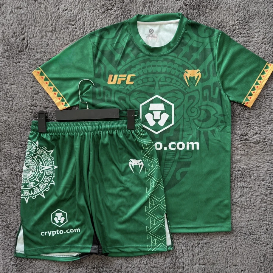 حار UFC MMA أعلى الملاكم الأخضر قصيرة الأكمام مجموعة تي شيرتات قصيرة للأطفال الرجال النساء تنفس سرعة التجفيف التدريب الرياضي القتال الملاكمة التايلاندية مجموعة