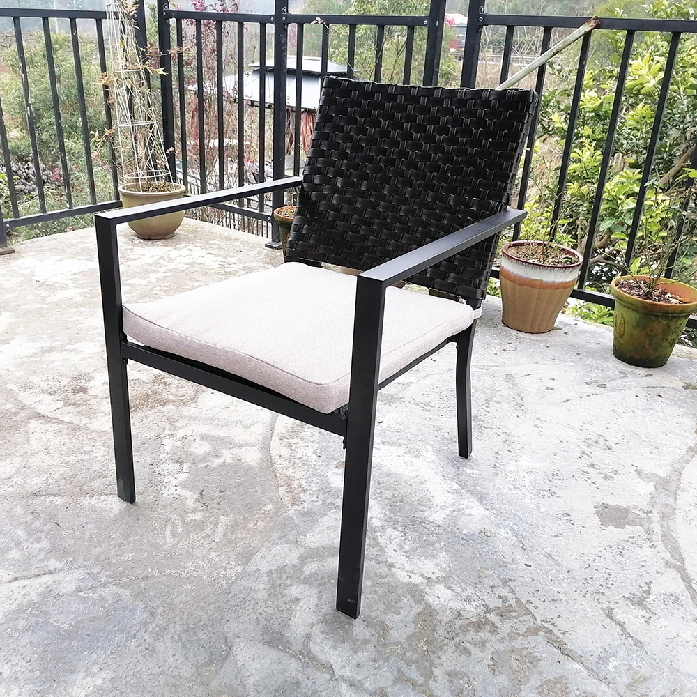 Cobcciden Steel Iron Frame Wide Rattan Patio 5 Pieces love Seat Chair and Coffee Tea End Table Garden Patio Furniture