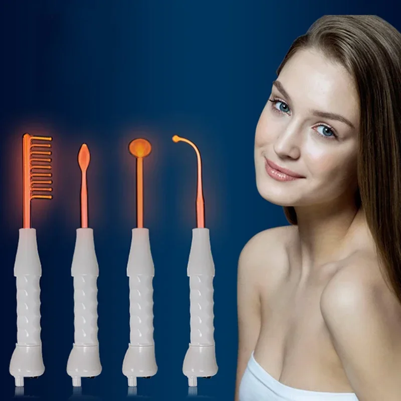 Anti Wrinkle Face Clean Tool Beauty Products High Frequency Facial Machine Electrotherapy Wand Glass Tube Skin Tightening Device
