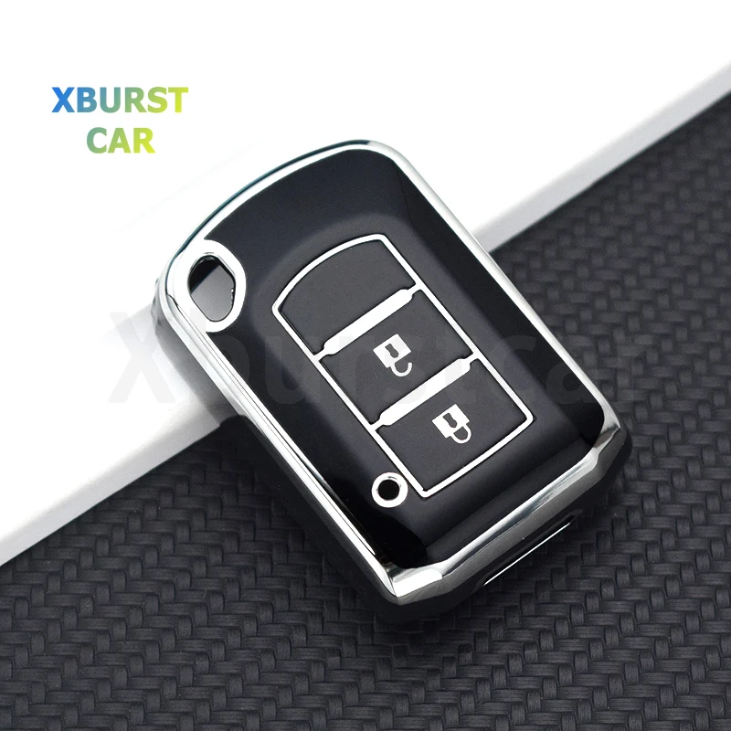 Qiilu Boîtier de clé à 3 boutons Duokon Key Case, Carbon Fiber Style 3