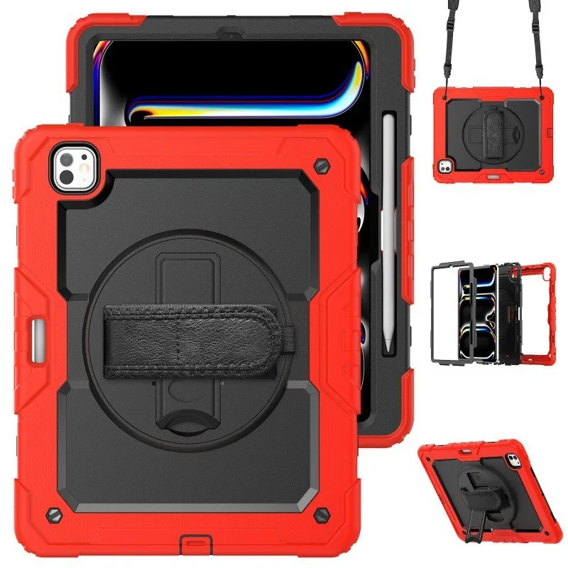 Kickstand Shockproof Case with PET Screen Protector and Shoulder Strap