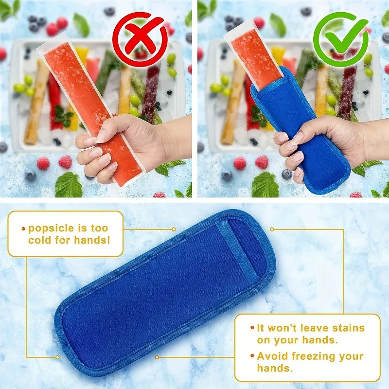 A Set of 3/6 Reusable popsicle bags lead-free fabric popsicle sleeve refrigerator set