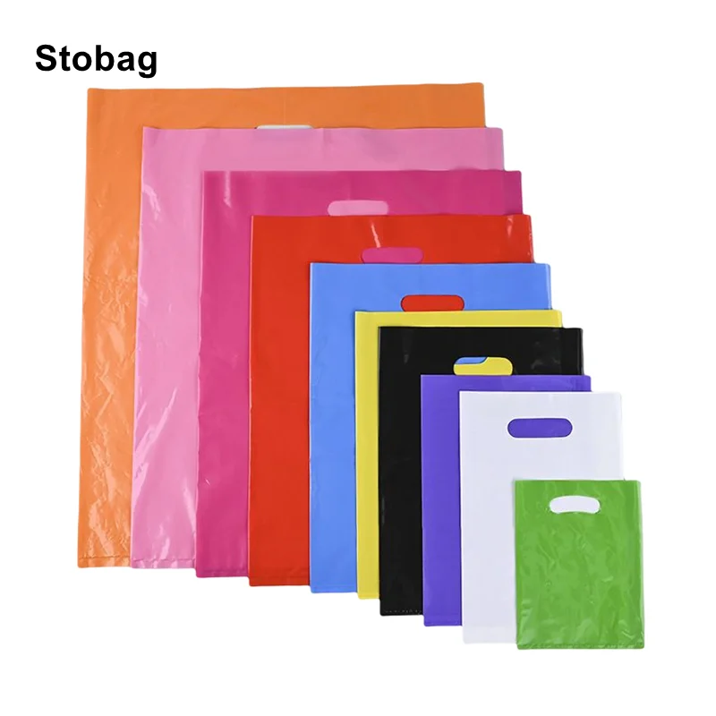 StoBag Colorful Poly Plastic Shopping Tote Bags with Handle Gift