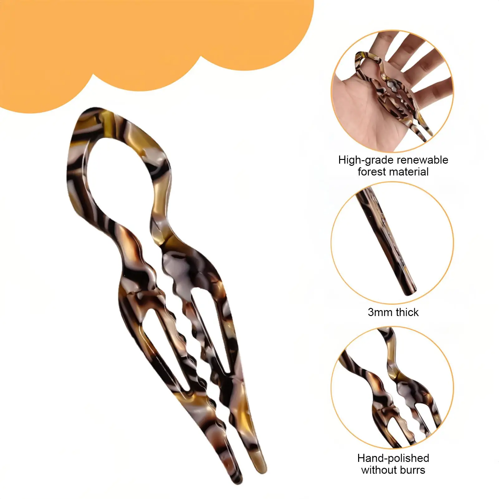 4Pcs U 모양의 헤어 스틱 빈티지 프랑스 헤어핀 여성 아세테이트 헤어 액세서리 Diy 레트로 헤어 스타일 도구 새로운 헤어 클립
