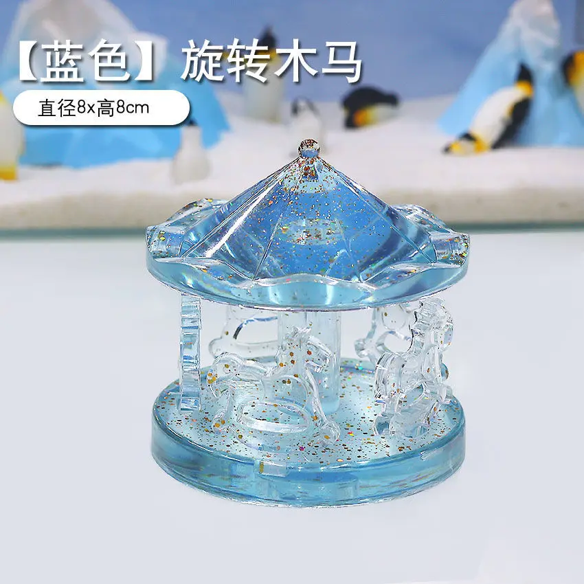 Aquarium Landscaping Crystal Castle Simulation Windmill/Fishtail/Carriage Healing Creative Decoration Underwater World Scenery