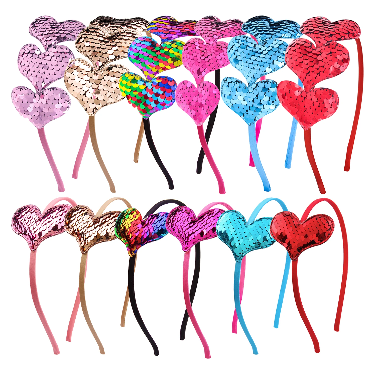 Valentine's Day Heart Headband Love Sequin Hair Hoop Glitter Heart