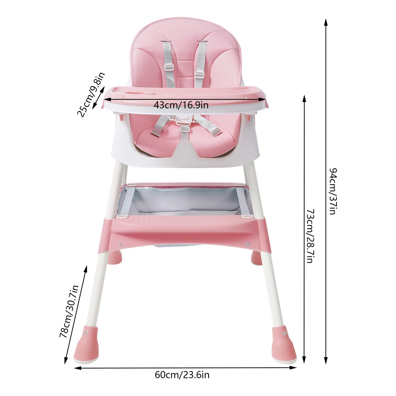 Babyhochstuhl, 2-in-1 Hochstuhl für Babys und Kleinkinder mit Fußstütze, Hochstuhl für Jungen und Mädchen ab 6 Monaten – Detail 7