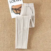 Woolen Herringbone Harem Pencil High Waist Korean Fashion Women's Pants Casual Office Lady Trousers Thick Suit Pants For Women - Image 4