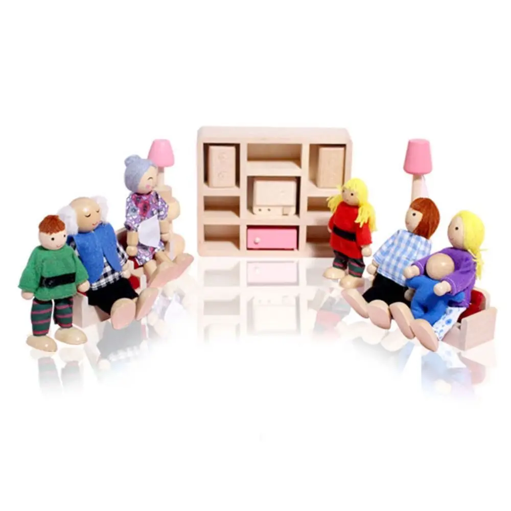 Action Figures Toys Movable Dolls Mini Figure Toys Mini Dolls Toys Humanoid Dolls Wood People Dolls Family Multicolor Joint Mobility Toy Figure Set Kids Gift Photo Props Wooden Doll Dollhouse