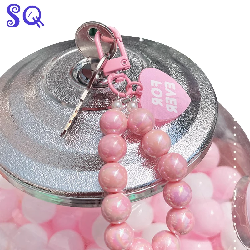 아케이드 껌볼 캡슐 핑크 장식 소형 원형 150개 가차폰 장난감 캔디 디스펜서 자동 슬라이딩 도어 가차폰 기계