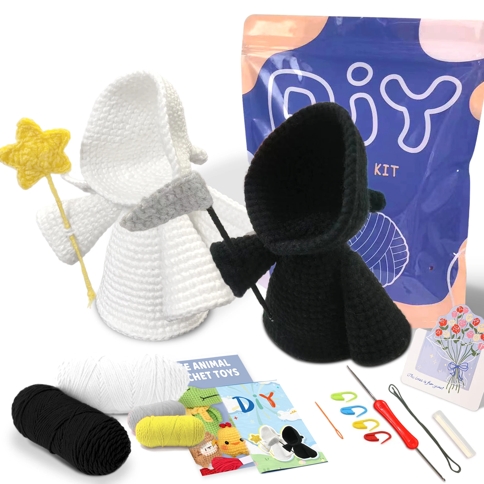 Beginner Crochet Kit, 4-Pack: Whale, Chick, Penguin & Bee