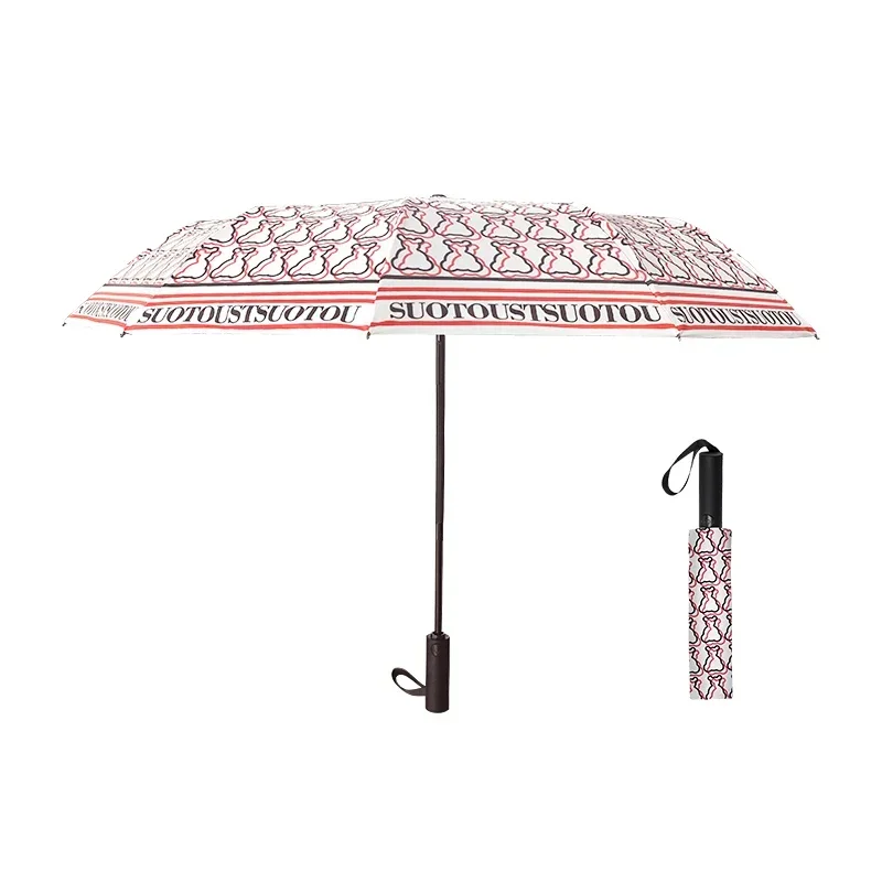 CH Umbrella Cute Printing Creative Letter Design Windproof Automatic Commuter Folding Straight Handle Umbrella Multifunctional