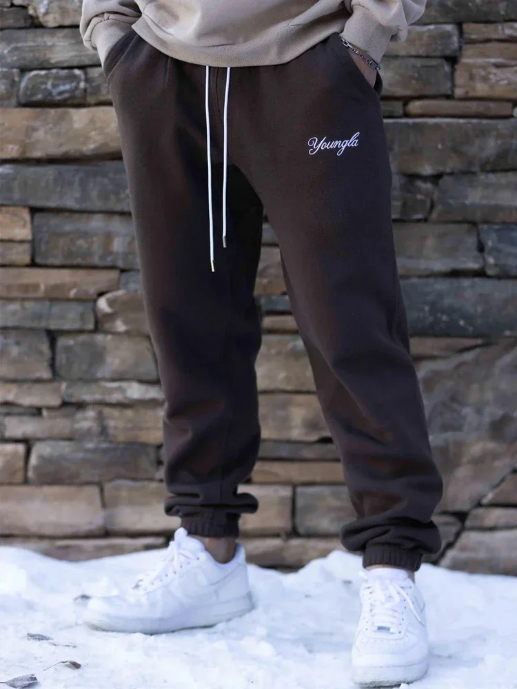 Men's embroidered cotton sportswear, American style, casual fashion, sportswear, men's fitness pants