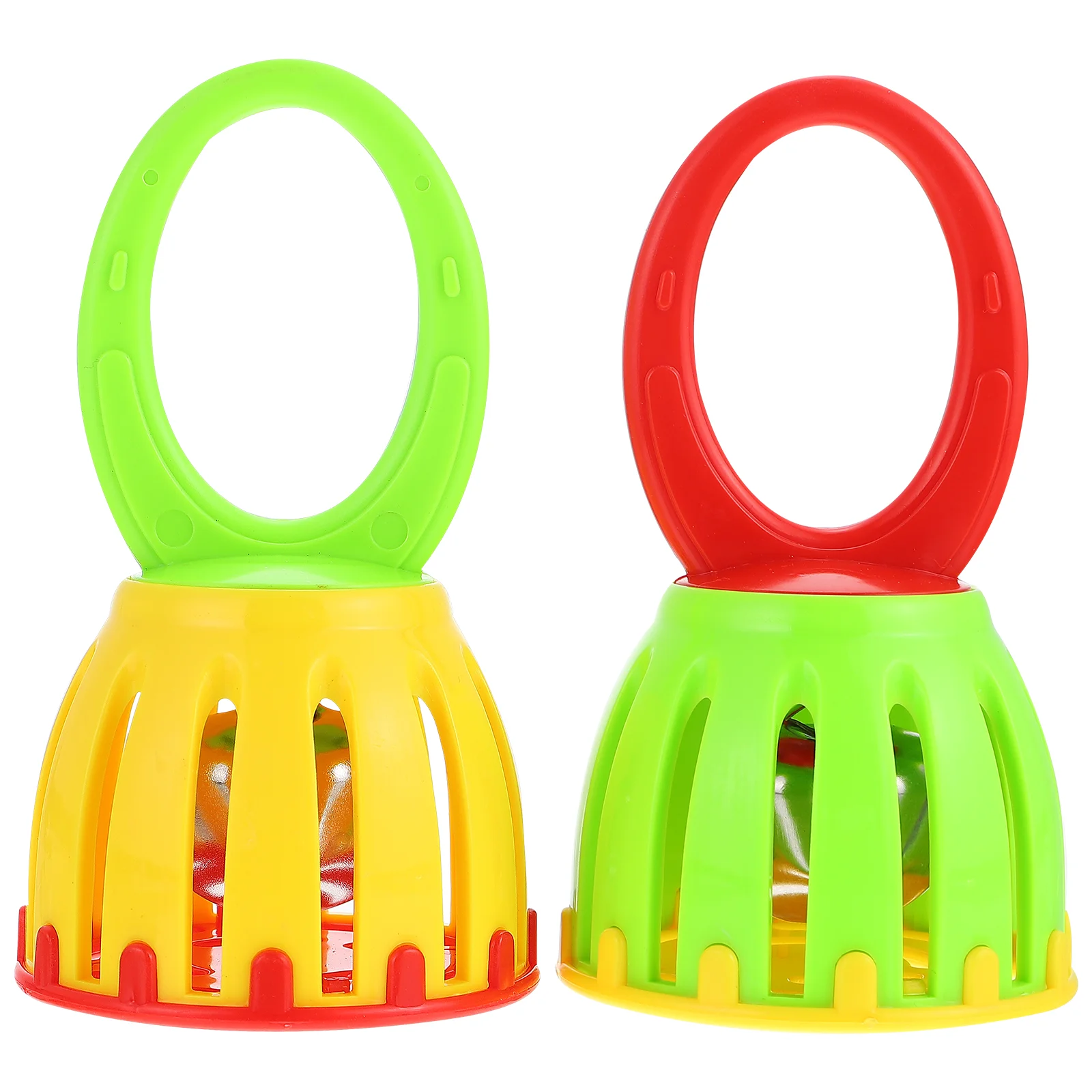 

2Pcs Infant Toy Baby Training Toy Cage Design Handbell Toy Kids Handheld Toy