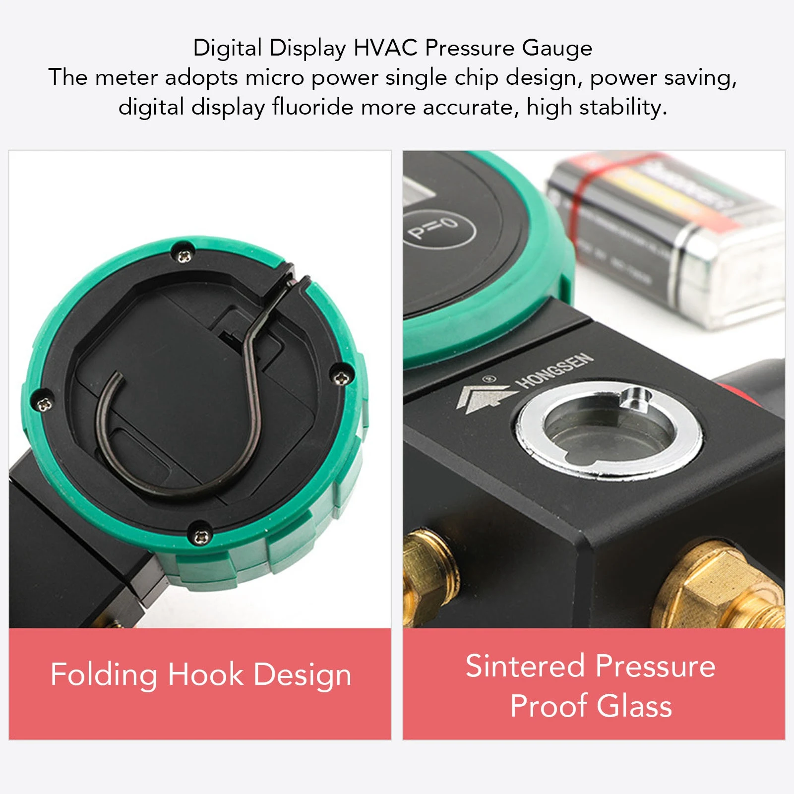 Digital HVAC Gauge HVAC Vacuum Gauge Tester Timed Shutdown Ergonomic Hand Wheel High Accuracy Sensor for Refrigerating Fluid
