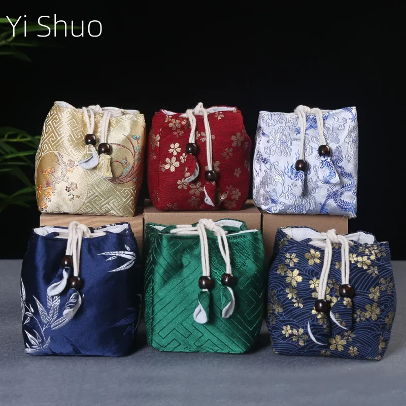 Tea Ceremony Utensils Cloth Bag Travel Tea Set Storage Bag Teacup Teapot Packing Fabric Drawstring Travel Set