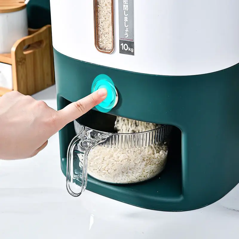 10-Kg Multi-Function Rice Bucket Large-Capacity Press-Sealed Rice Tank Household Kitchen Dry Rice Food Container Storage Bin