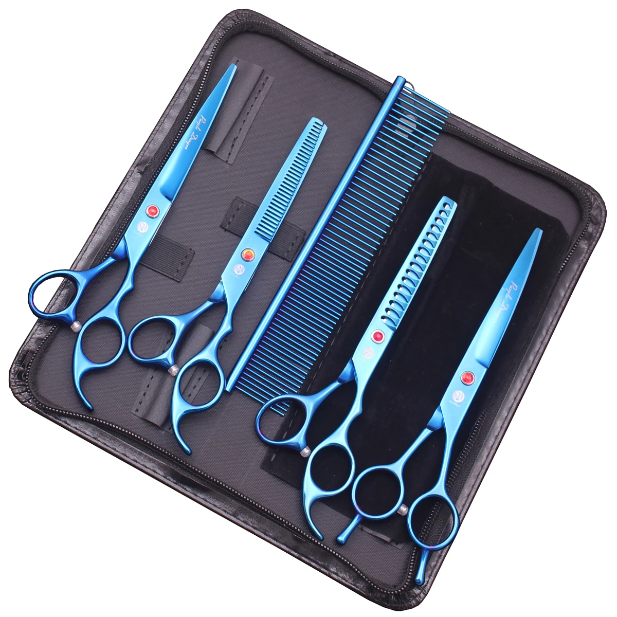 7" Purple Dragon Dog Grooming Scissors Set Japan Steel Curved Scissors Thinning Straight Shears Z3002