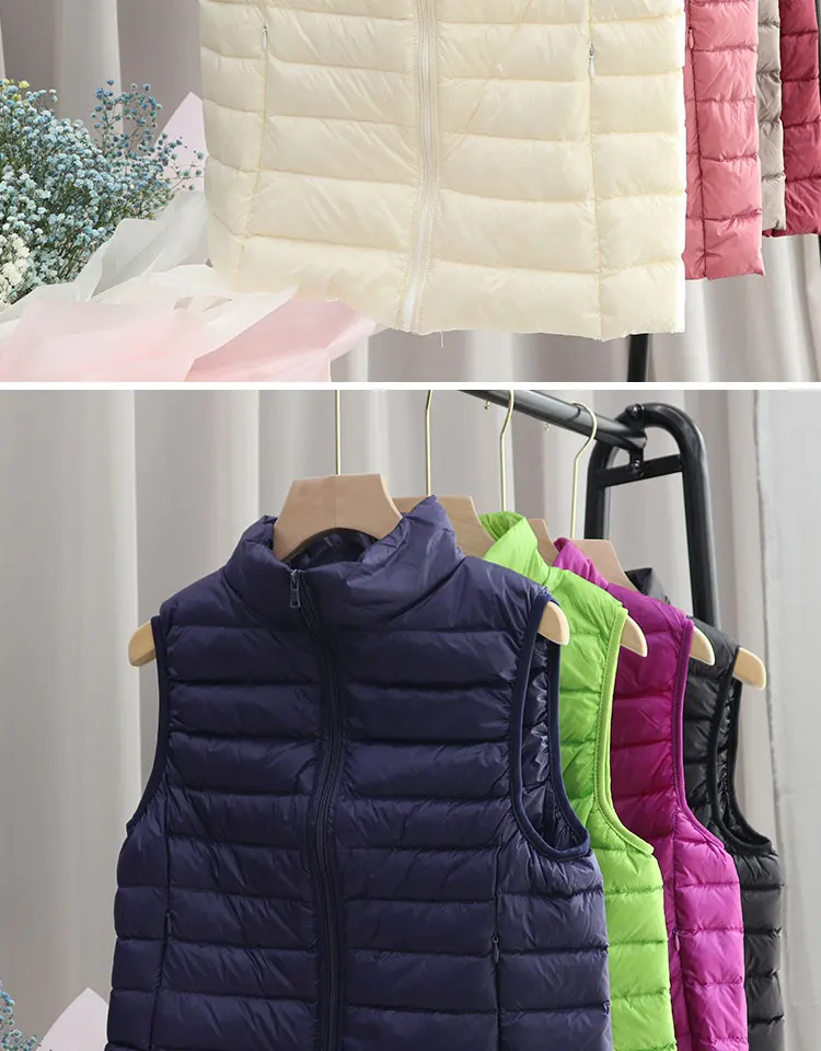 2022 Autumn Winter Ultra Light Down Jacket Parka Women White Duck Down Vest Coat Female Sleeveless Warm Waistcoat Plus Size 3XL ladies parka coats