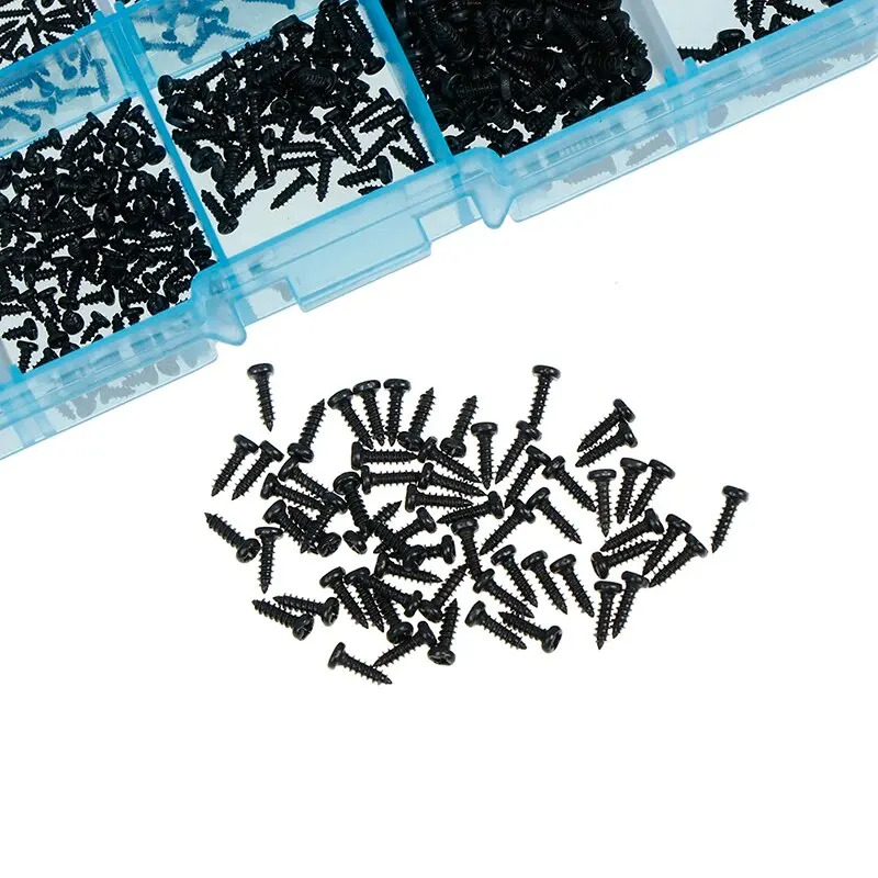 1000Pcs M1 M1.2 M1.4 M1.7 Mix Phillips Head Micro Screws Round Self-tapping Electronic Small Wood Kit