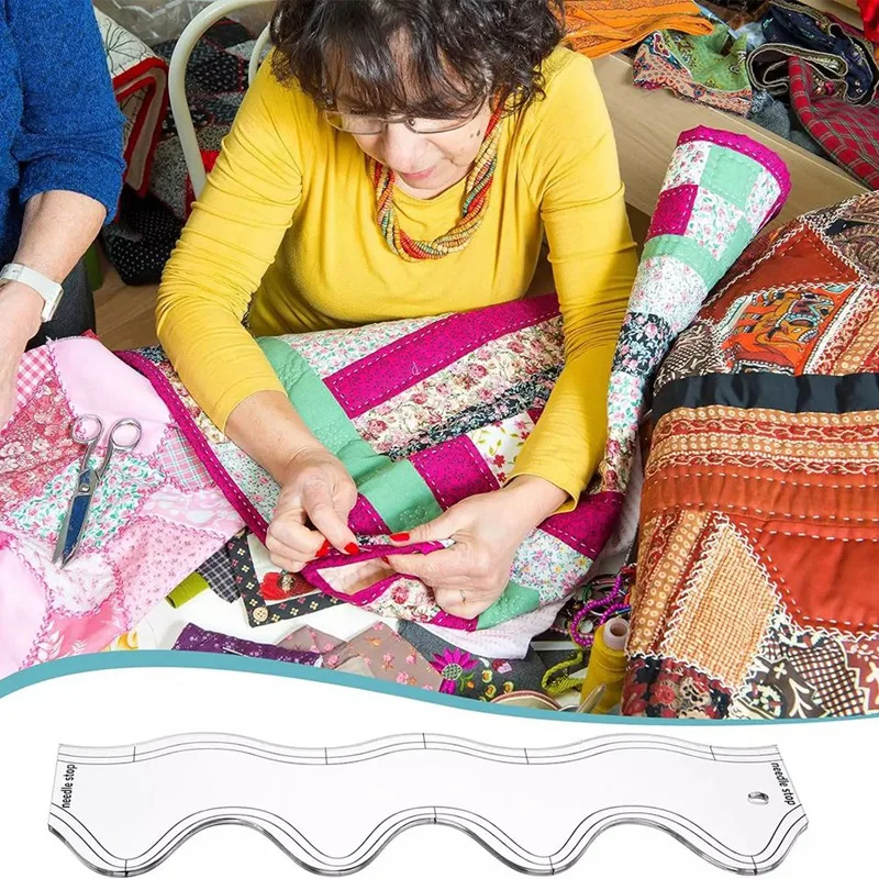 5 Pcs Acrylic Wave Ruler Quilting Stencils DIY Drawing Template Measure Tailor Ruler Soft Patchwork Ruler-A97Q