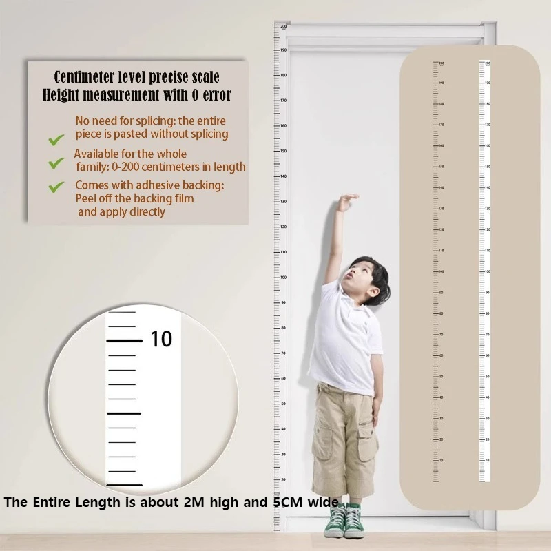 Children's Height Measurement Wall Decal - Waterproof Growth Chart and Decorative Ruler Sticker