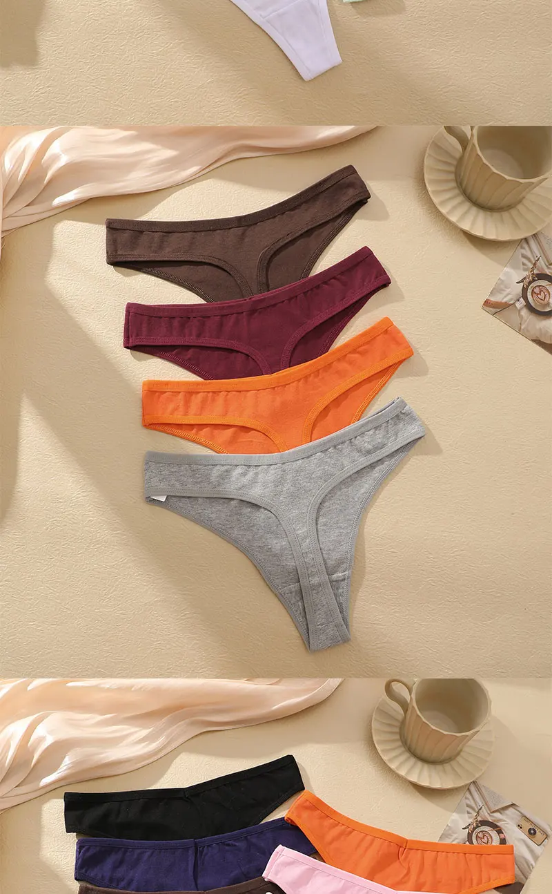 6Pcs/Set Women‘s Cotton Seamless Pantys Sexy Low Waist Soft Comfortable Thongs Fashion Girl Breathable Intimates G-Strings