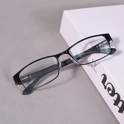 Blue Light Blocking Metal Frame Square Reading Glasses with Spring Hinge - +125 (Black)