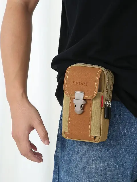 Riñonera Cuero Cangurera Para Viaje Senderismo Correr, Hombre Piel