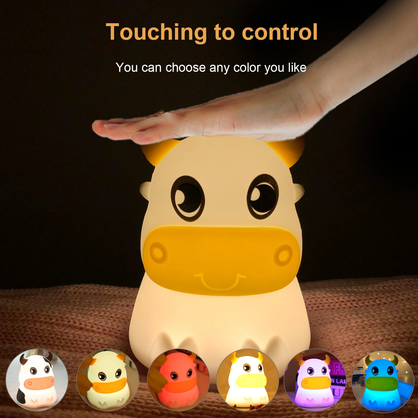 Night Light for Kids Cute Night Light Portable 7-Color Touching Control Silicone Baby Nightlight Perfect Gift