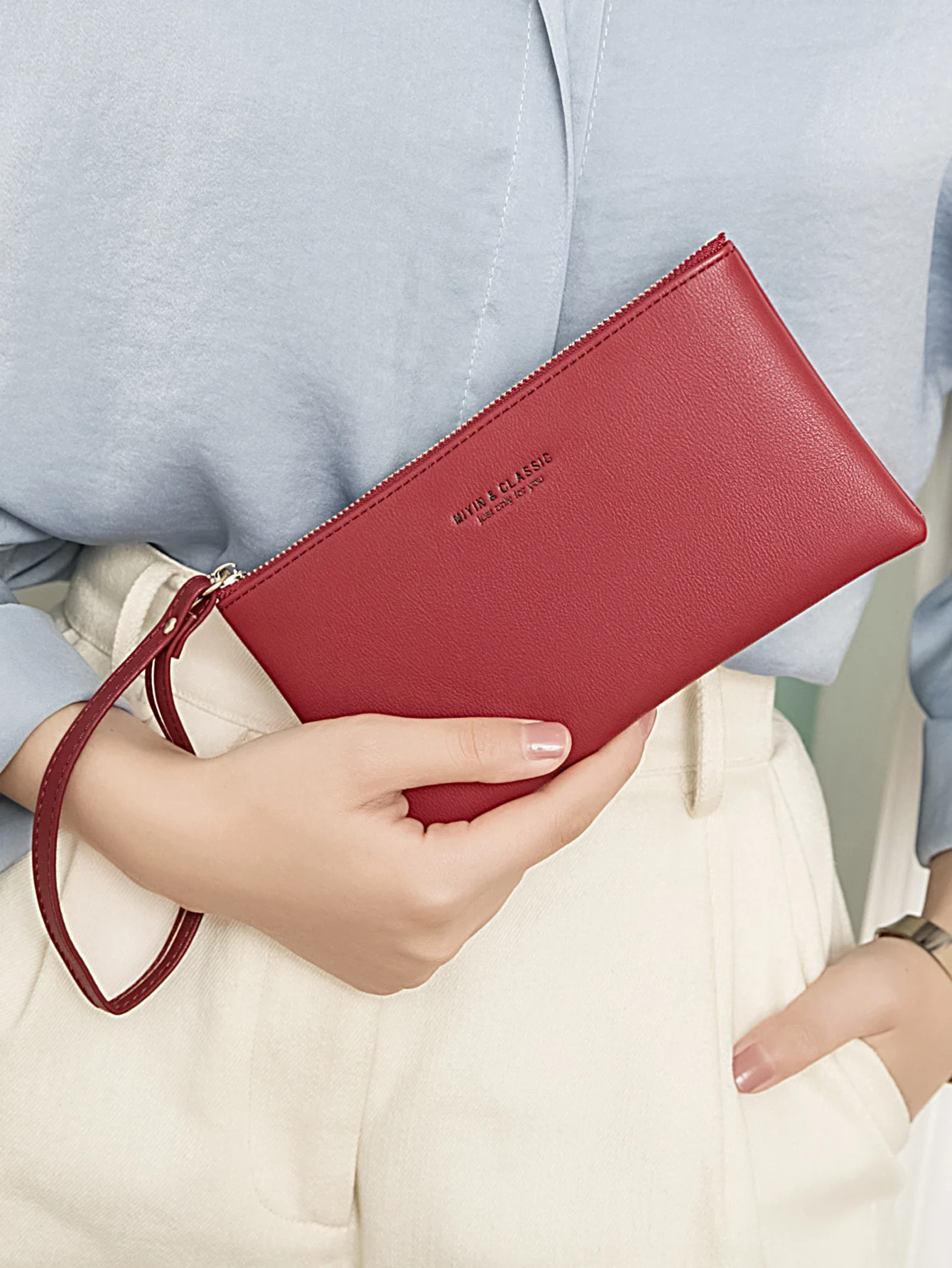 Minimalist zipper coin wallet PU leather credit card phone storage bag ultra-thin women's long wallet handbag women wallet zipper wallets leather wallet coin purse wallet coin purse pu leather card bag women coin purse card wallet pu leather handbags women purse